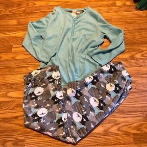 Cozy Sheep Pajama Set in Teal and Charcoal